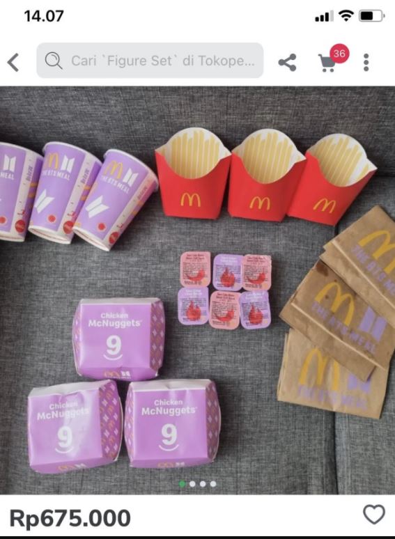 Viral bungkus McD BTS Meal dijual online, ada yang capai Rp 600 ribu