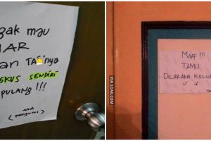 20 Peringatan nyeleneh di depan pintu ini bikin nggak bisa berkutik