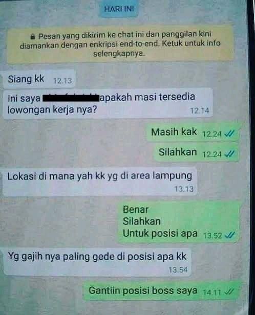 10 Chat lucu nanya lowongan kerja ini endingnya bikin kesal