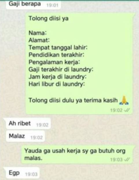 10 Chat lucu nanya lowongan kerja ini endingnya bikin kesal