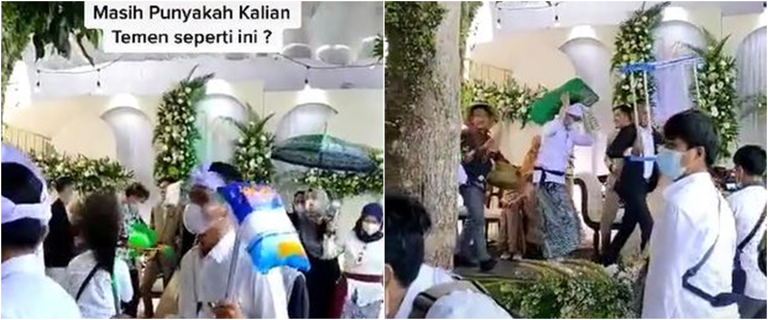 Viral kumpulan sahabat hadiri pernikahan teman di ujung acara, kocak