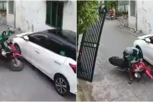 Viral video driver ojek online tolong orang yang buat dia tabrak mobil