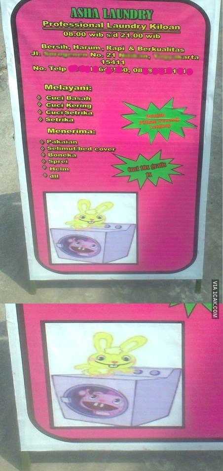 22 Spanduk lucu jasa laundry ini bikin mencuci makin semangat