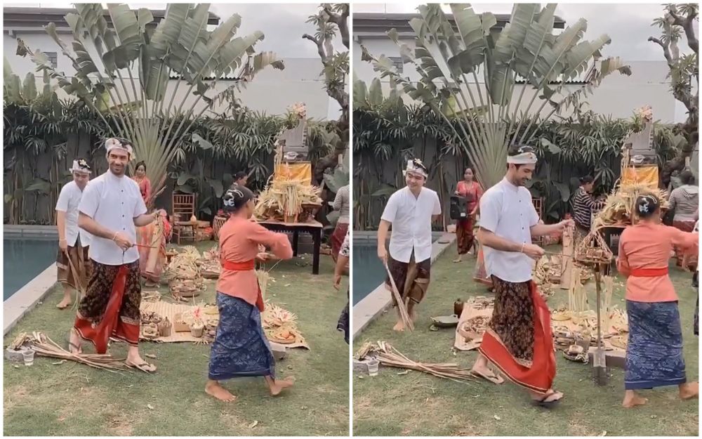 5 Momen Reza Rahadian jalani upacara penyucian vila barunya di Bali