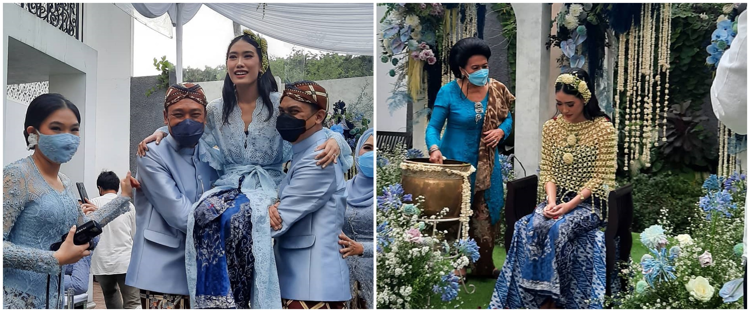 10 Momen siraman Alika Islamadina jelang nikah, dekorasinya serba biru