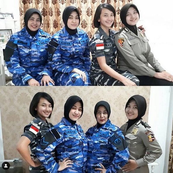 Potret ibu dan 3 putrinya jadi srikandi TNI Polri, kompak dan gagah
