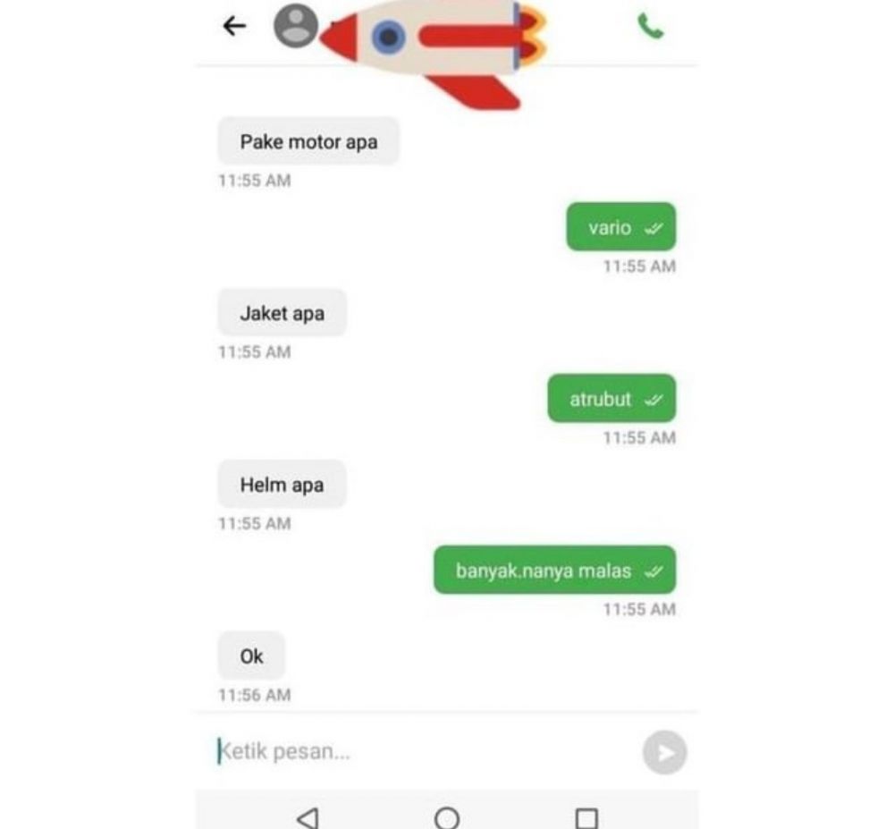 15 Chat lucu tanya ke driver ojek, endingnya bikin senyum kecut