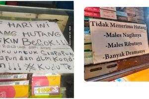 21 Tulisan lucu larangan utang di warung ini nampol abis