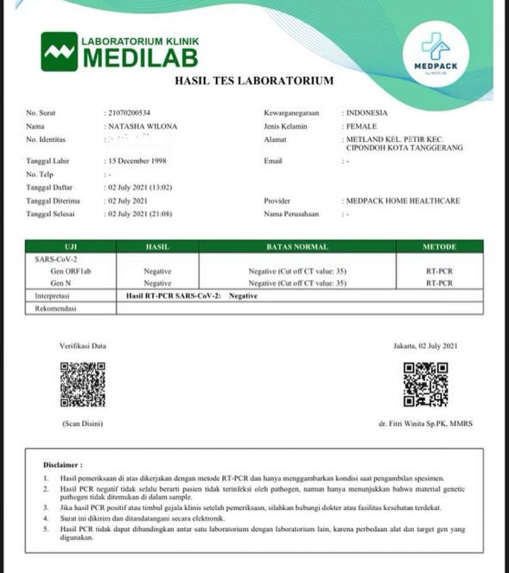 Klarifikasi Natasha Wilona usai dituding positif Covid-19 tetap kerja