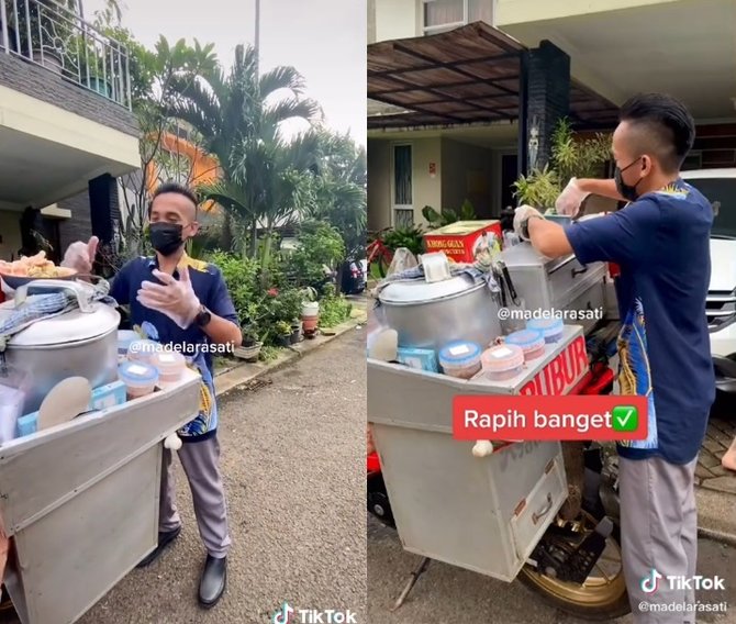 Viral potret tukang bubur ayam jualan naik motor sport, curi perhatian