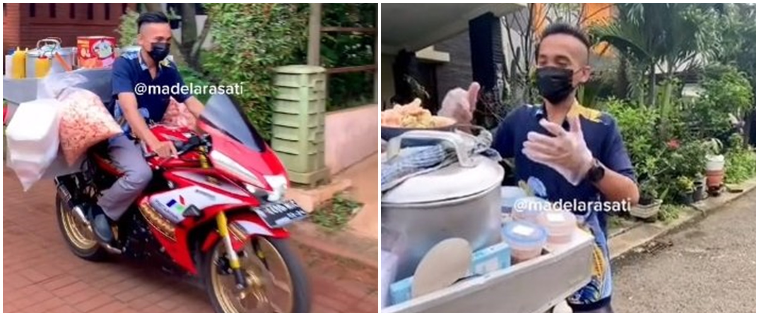 Viral potret tukang bubur ayam jualan naik motor sport, curi perhatian
