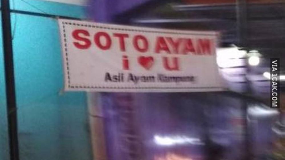 10 Spanduk lucu penjual soto ini bikin pengin nyengir lebar