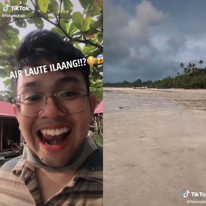 Viral pria berjalan di tengah pantai mengering, warganet auto panik