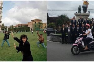 10 Momen lucu foto bareng di tempat umum ini bikin cekikikan