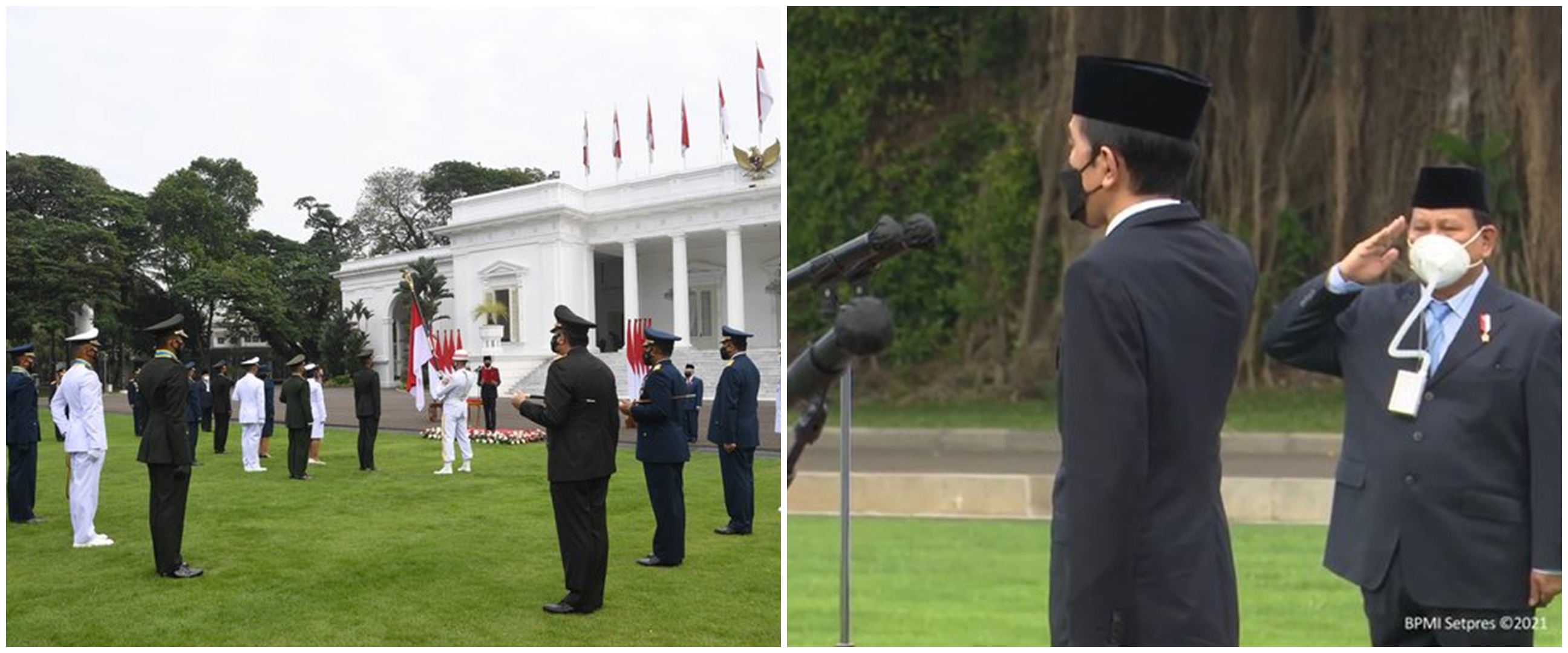 Dampingi Jokowi lantik TNI-Polri, masker Menhan Prabowo curi perhatian