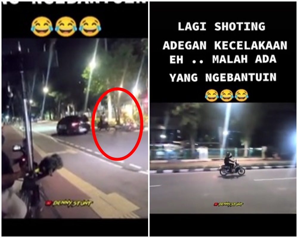 Viral aksi pemotor bantu kecelakaan di jalan, ternyata lagi syuting
