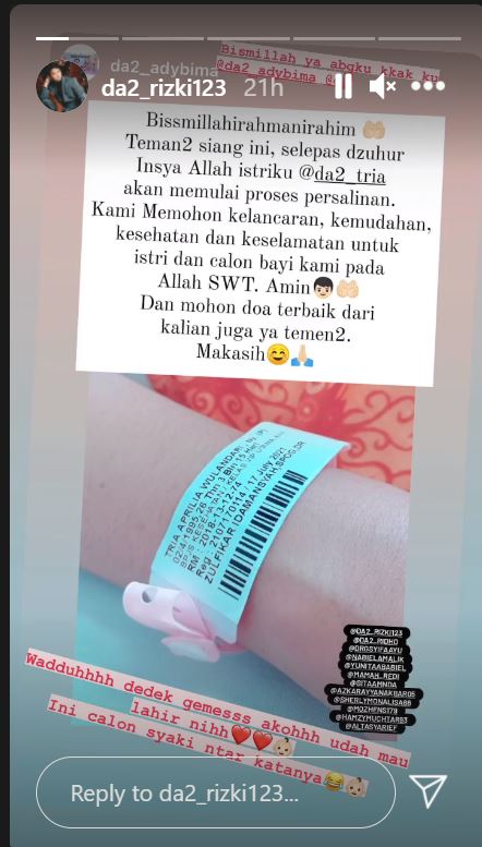 11 Momen Tria dan Ady Bima D'Academy dikaruniai anak pertama