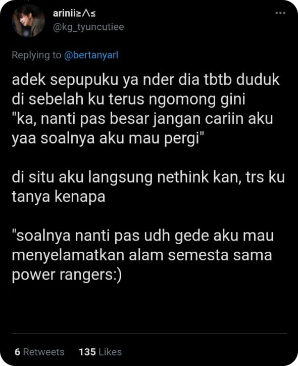 11 Curhatan lucu netizen soal celotehan adik ini penuh kepolosan