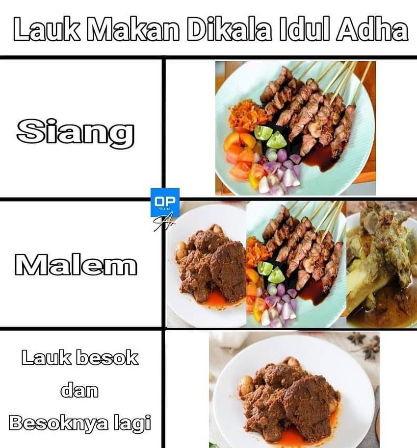 13 Meme lucu menu hari raya Idul Adha, ada sate tempe lho