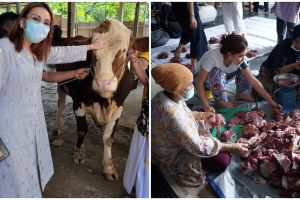 9 Momen Ayu Ting Ting potong daging kurban saat Idul Adha, tuai pujian