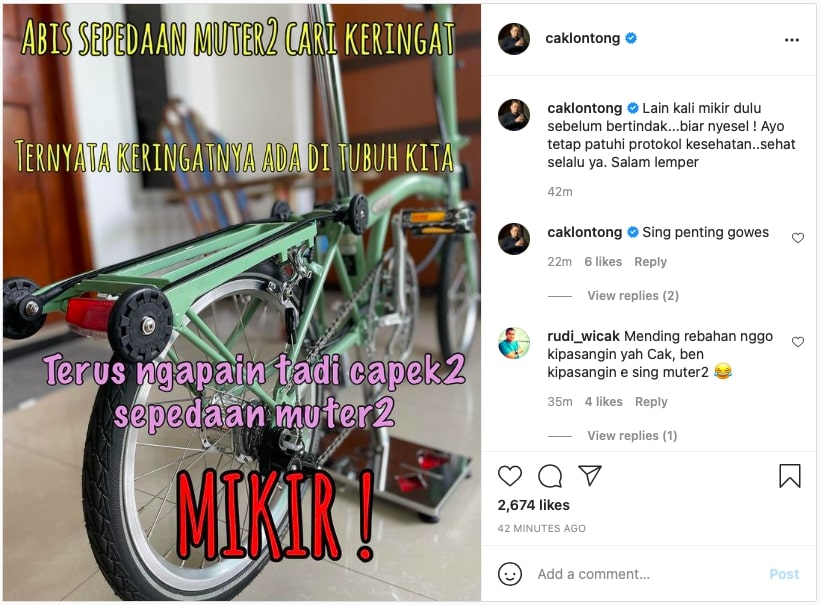 9 Caption lucu Cak Lontong di Instagram, recehnya nggak ada lawan