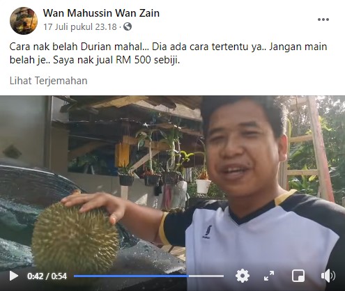 Viral durian jatuh tak sentuh tanah, dijual Rp 1,7 juta