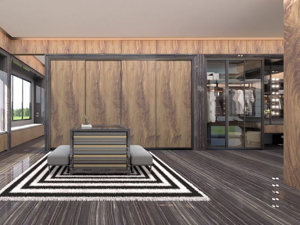 5 Potret desain walk-in closet Rachel Vennya, bernuansa kayu