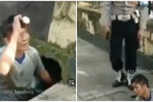 Aksi pria merangkak dalam selokan ambil paku bekas ini bikin terenyuh