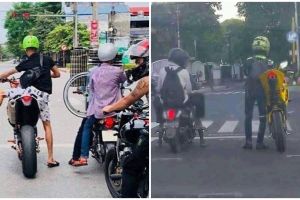 13 Momen lucu pengendara motor di jalan ini aksinya bikin ketawa