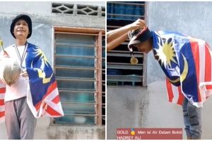 Aksi pria parodikan Olimpiade, cabang olahraga masukkan air ke botol