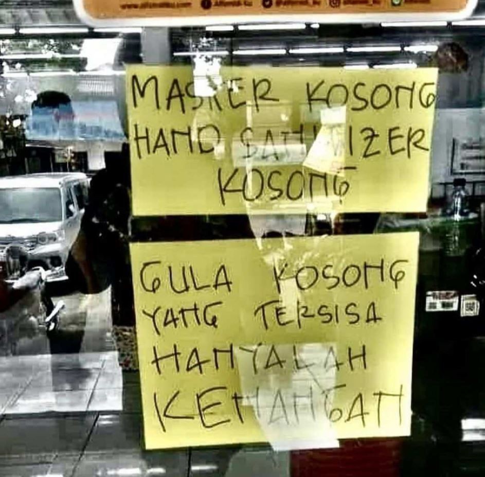 11 Pengumuman lucu dagangan habis ini bikin tepuk jidat