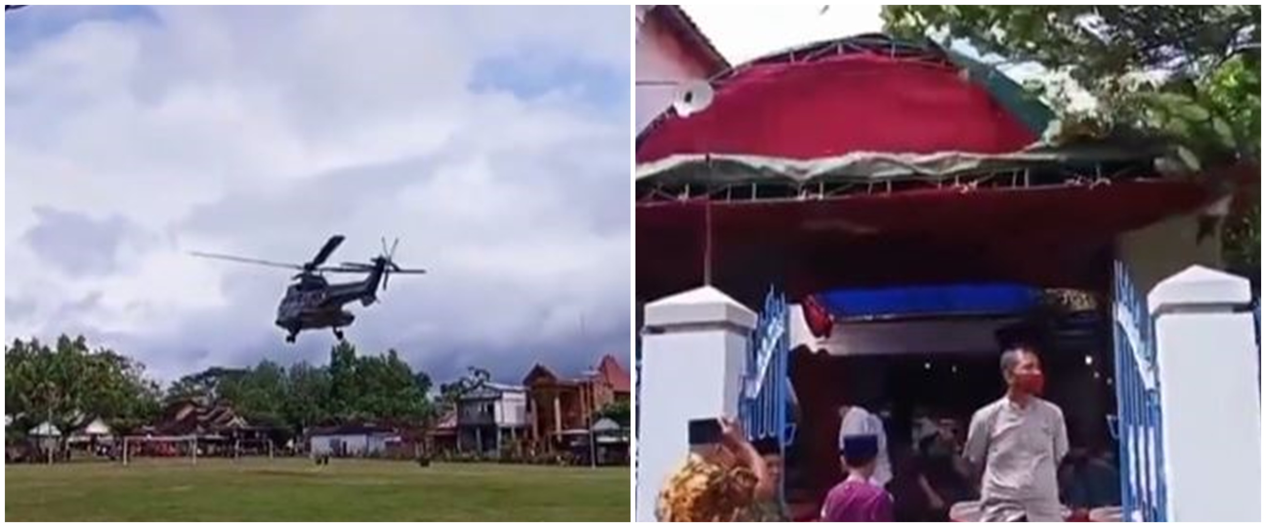 Momen unik helikopter mendarat dekat acara hajatan, bak drama Korea