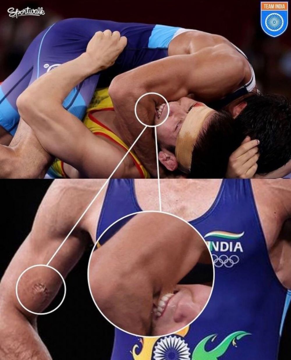 Pegulat Olimpiade Tokyo gigit lengan lawannya saat akan dijatuhkan