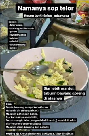 Masakan ala 9 seleb pria buat istri, Rey Mbayang bikin sup telur