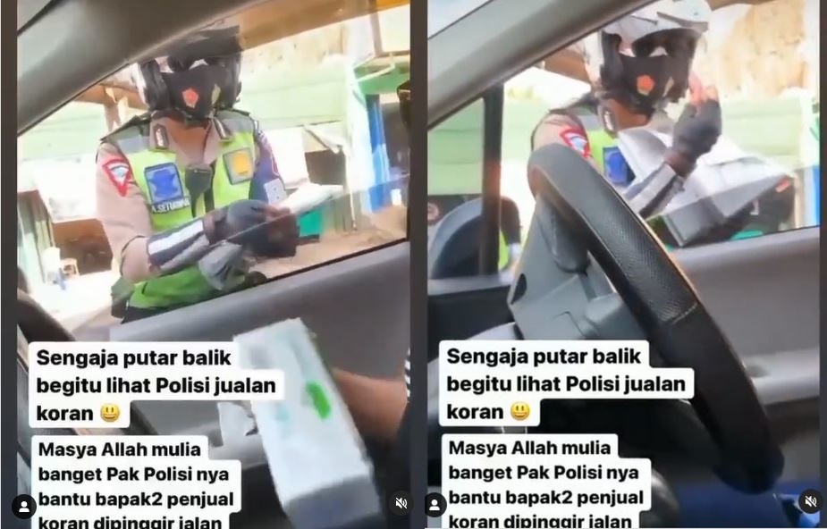 Viral polisi di Solo bantu lansia jualan koran dan tisu, tuai pujian
