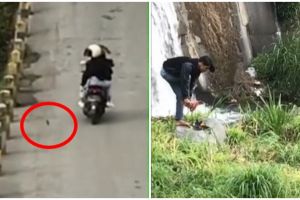 Boncengan sambil rekam pemandangan, iPhone 8+ wanita jatuh ke sungai