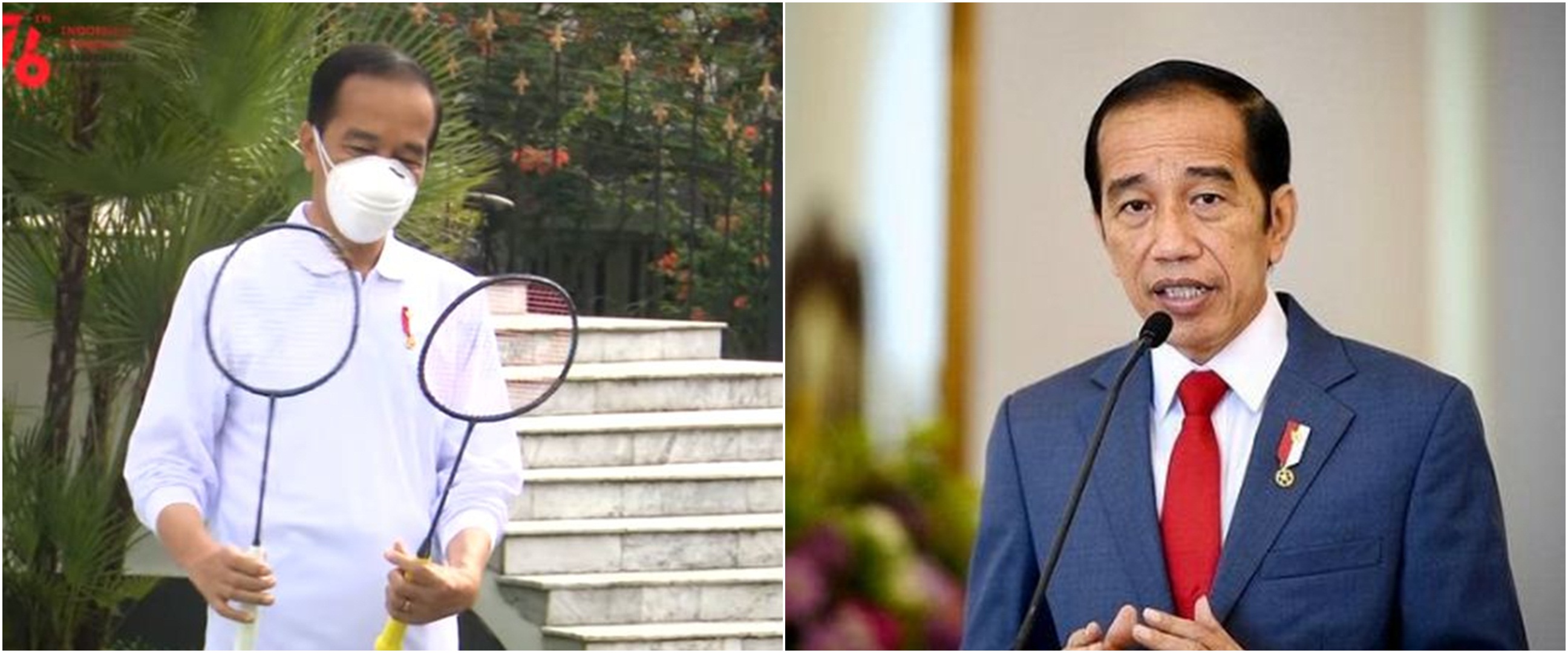 5 Momen Jokowi bulutangkis lawan Anthony Ginting di Istana Bogor