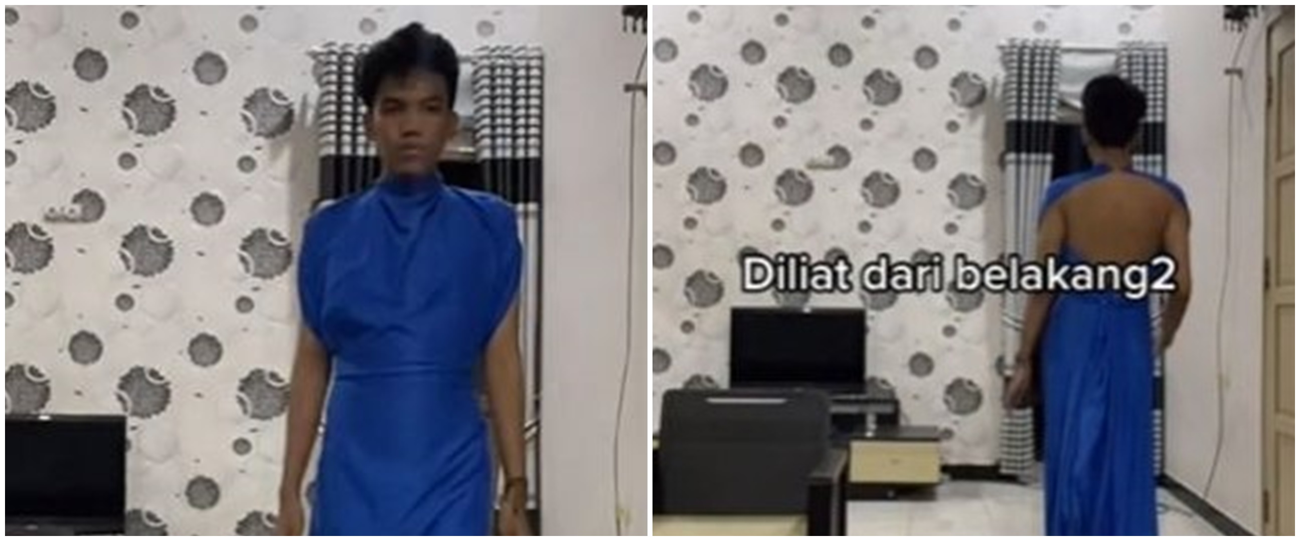 Aksi pria bikin gaun dari seprai, hasilnya tuai pujian