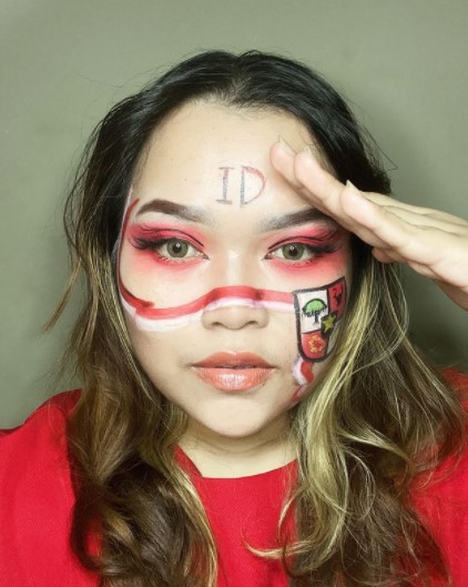 9 Kreasi makeup HUT RI ke-76 ala warganet ini bikin takjub