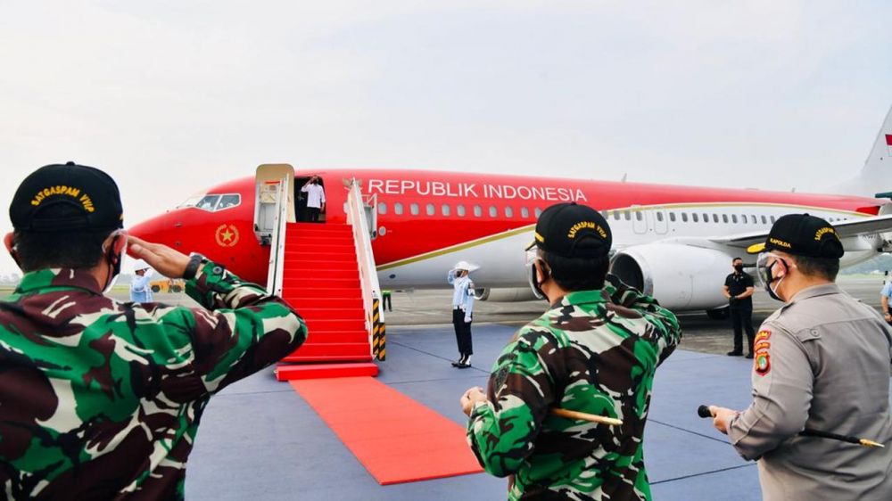 Perdana, Jokowi kunjungan kerja pakai pesawat kepresidenan merah putih