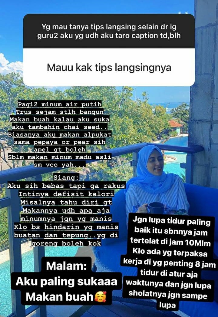 7 Menu diet Fairuz A. Rafiq, hanya makan buah di malam hari