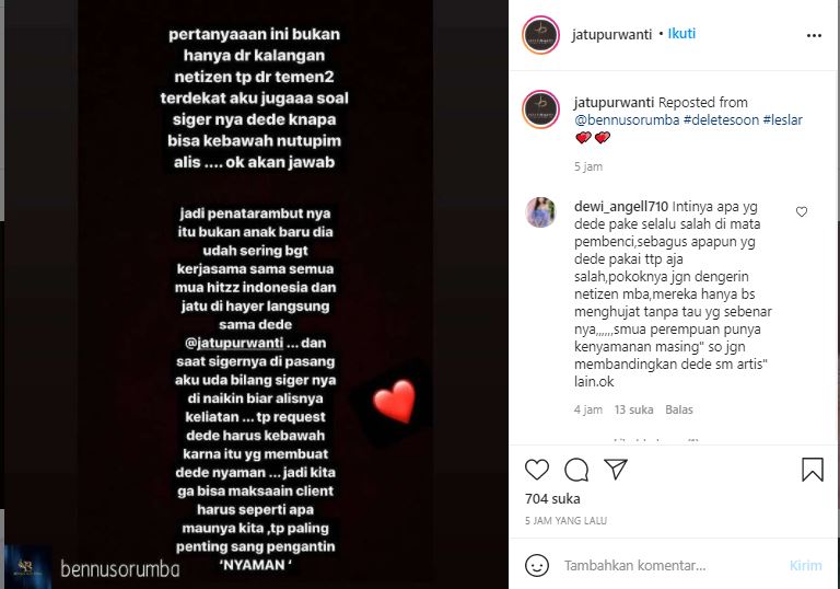 Siger Lesty Kejora dikritik, ini jawaban Bennu Sorumba sebagai MUA