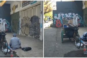Viral video tukang becak salat di depan ruko, tuai pujian