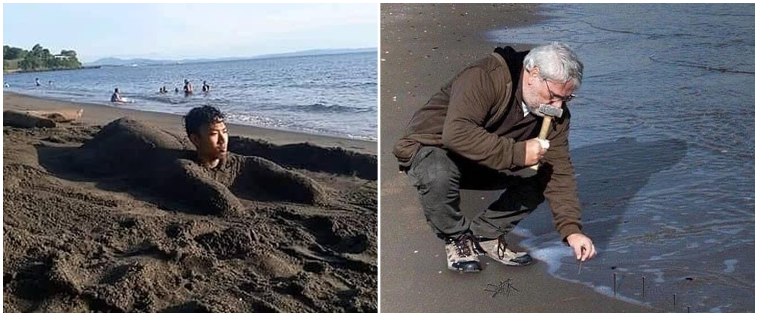 11 Tingkah lucu orang di pinggir pantai ini kreatifnya nyeleneh pol
