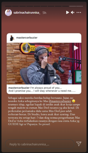 Kesaksian Sabrina melihat kedekatan Deddy Corbuzier & Azka, penuh haru