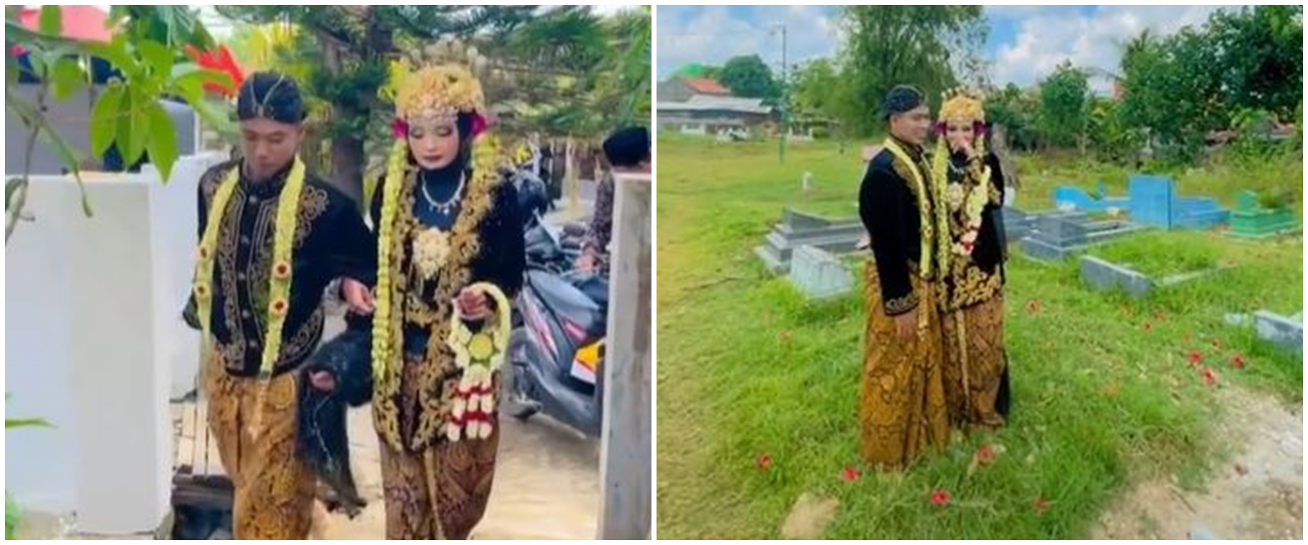 Bosan di pelaminan, pengantin ini lakukan pemotretan di kuburan