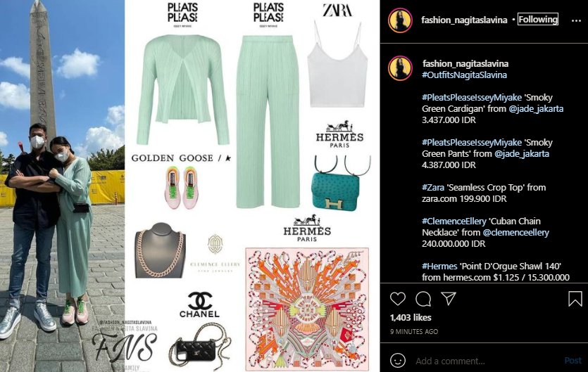 Taksiran harga fashion item Nagita Slavina selama liburan di Turki