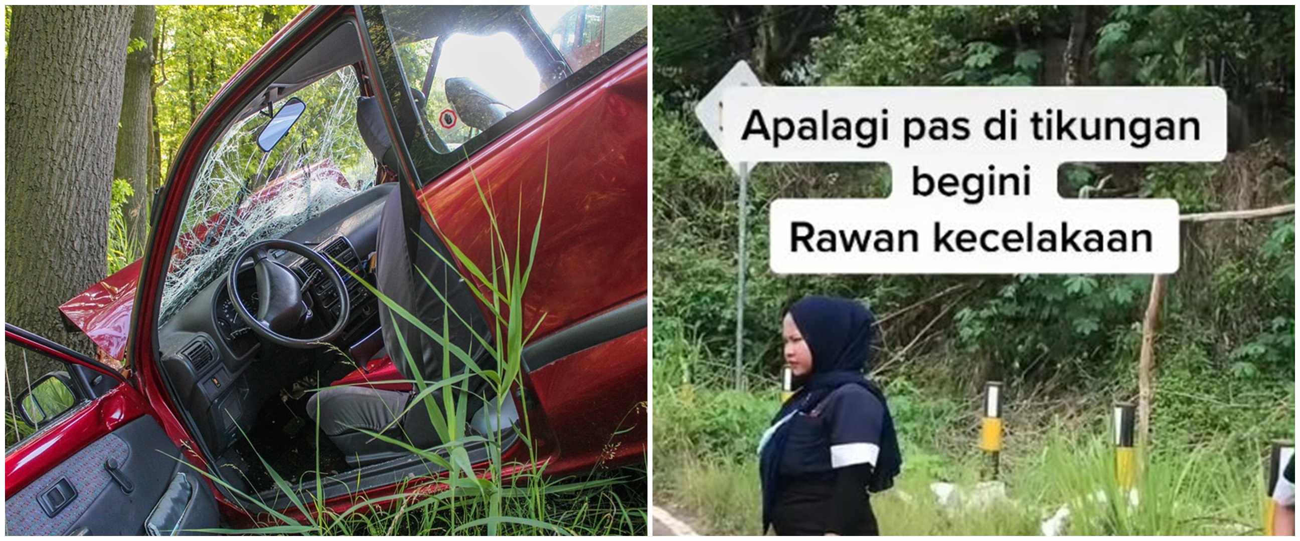 Aksi mulia pemuda gotong royong potong semak di jalur rawan kecelakaan