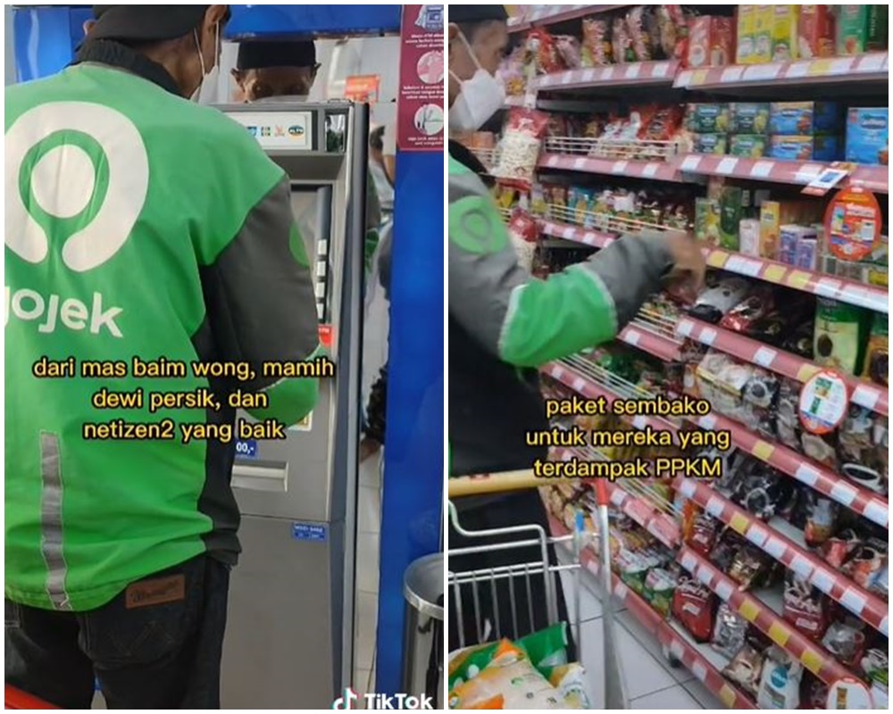 Dapat bantuan dari Baim Wong, Babeh Ojol beli motor dan bagi sembako