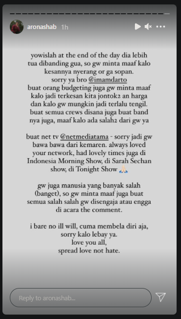 Merasa dijelek-jelekkan, Aron Ashab tuntut Imam Darto minta maaf